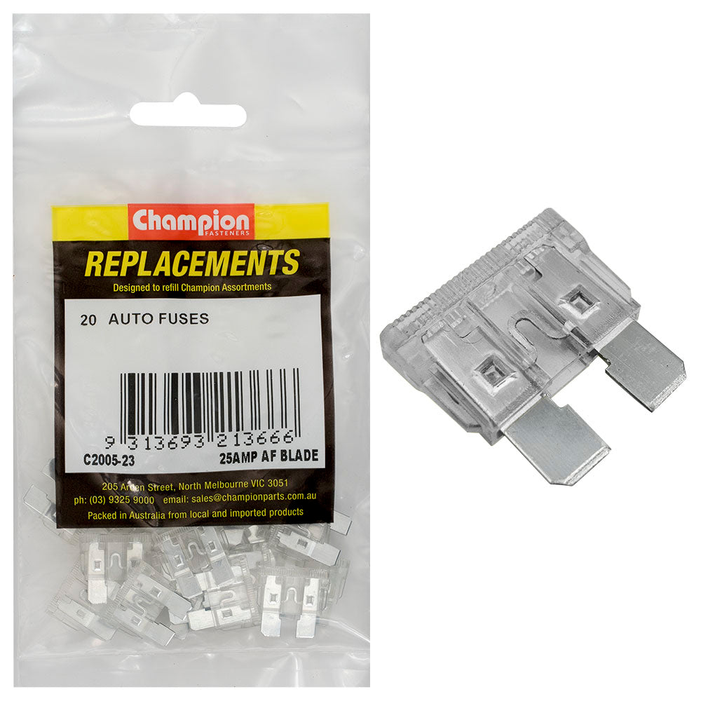 Champion Af 25Amp Standard Blade Fuse (Clear) -20Pk