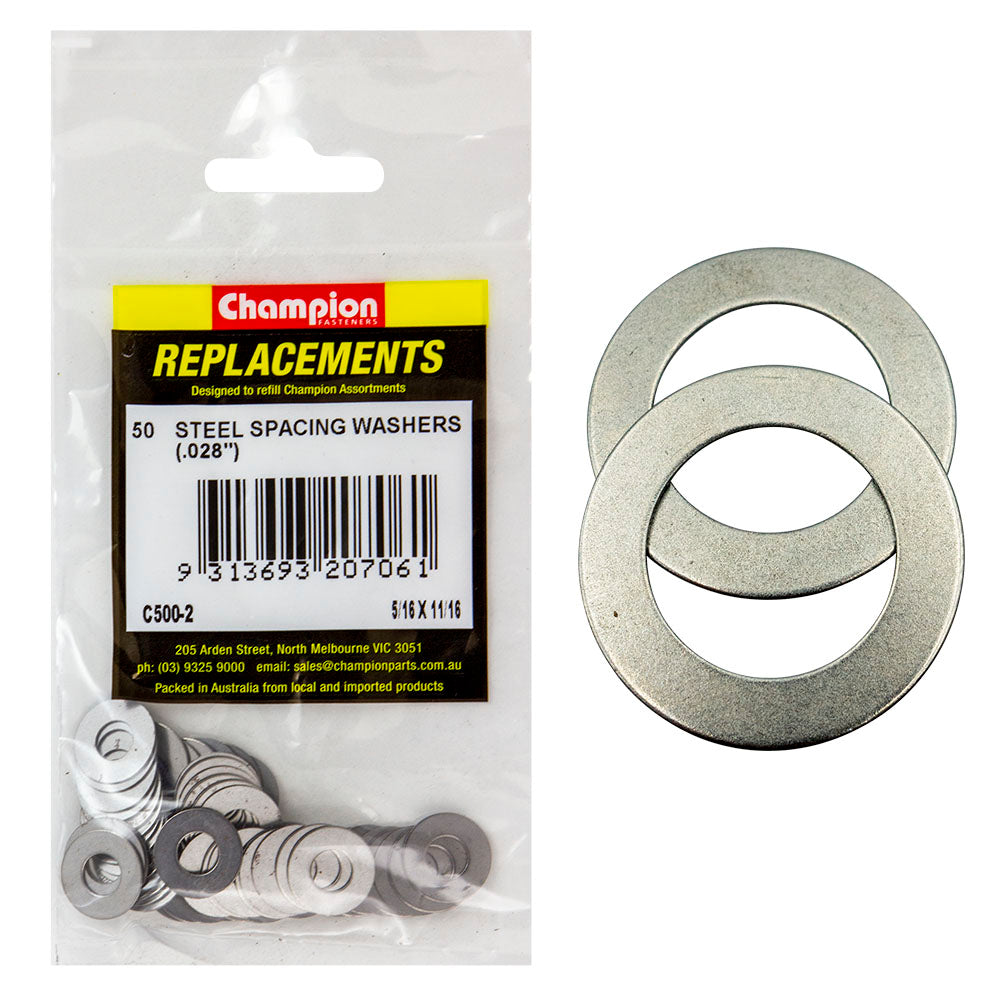 Champion 5/16 X 11/16 X1/32In(22G) Steel Spacing Washer-50Pk