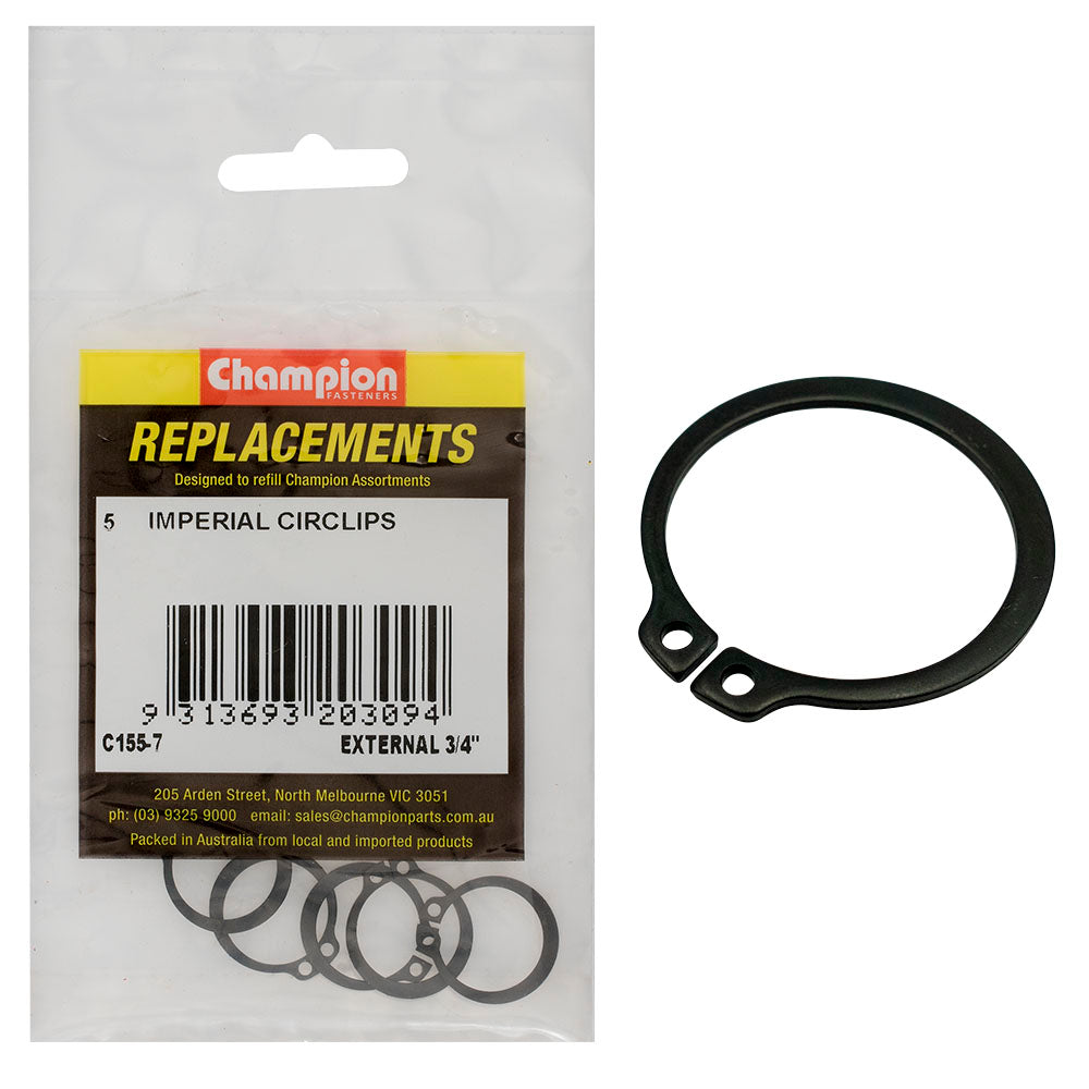 Champion 3/4In External Circlip -5Pk