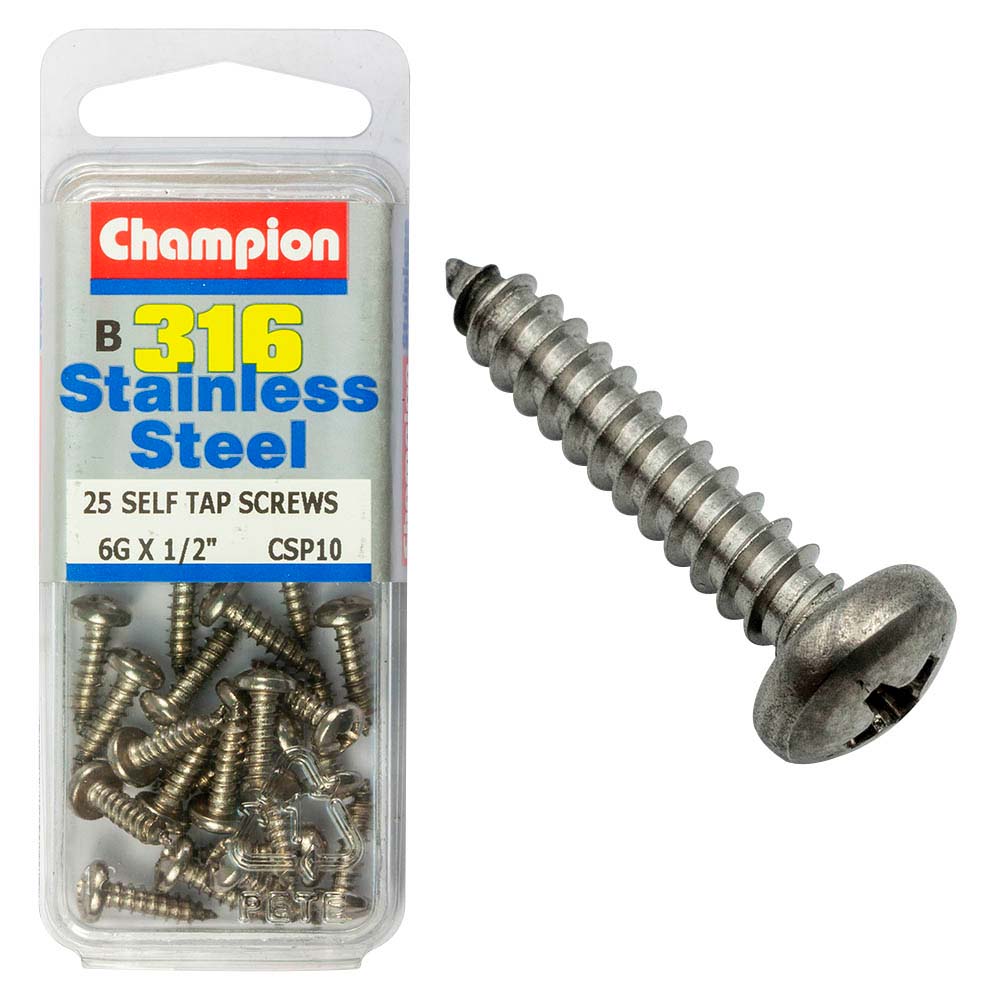 Champion 316/A4 S/Tap Set Screw - Pan 6G X 1/2In (B)