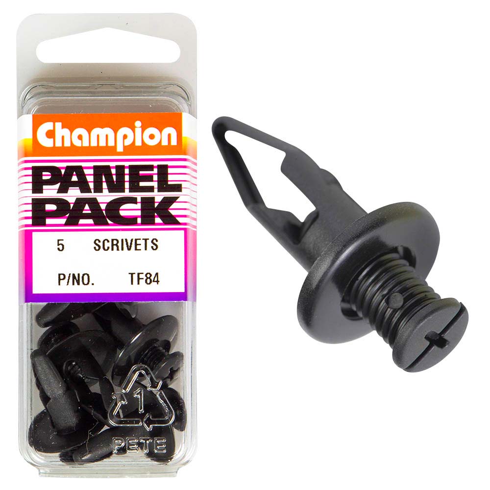 Champion Scrivet Clip Black 20Mm Hd X 18Mm -5Pk