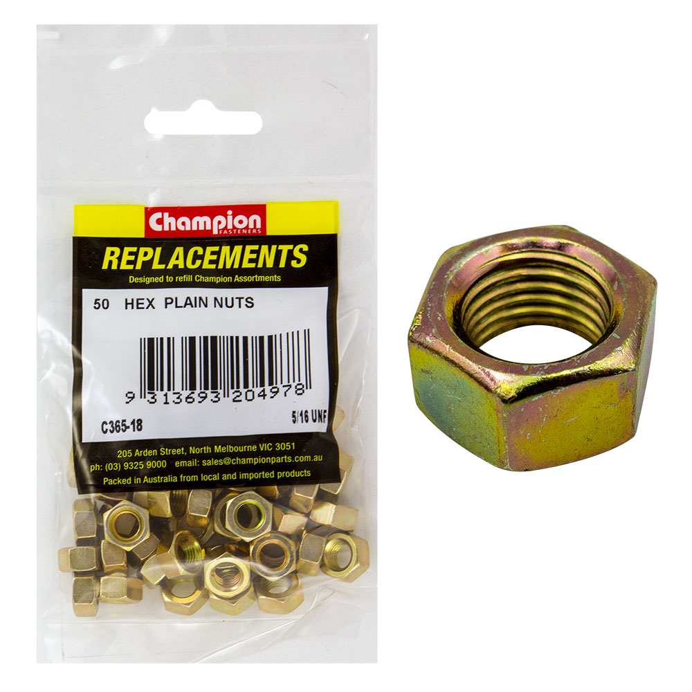 Champion 5/16In Unf Hexagon Nut -50Pk