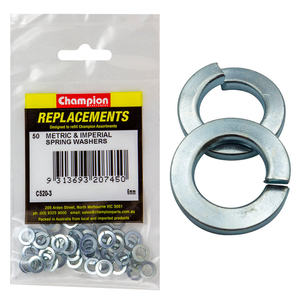 Champion 6Mm Flat Section Spring Washer -50Pk