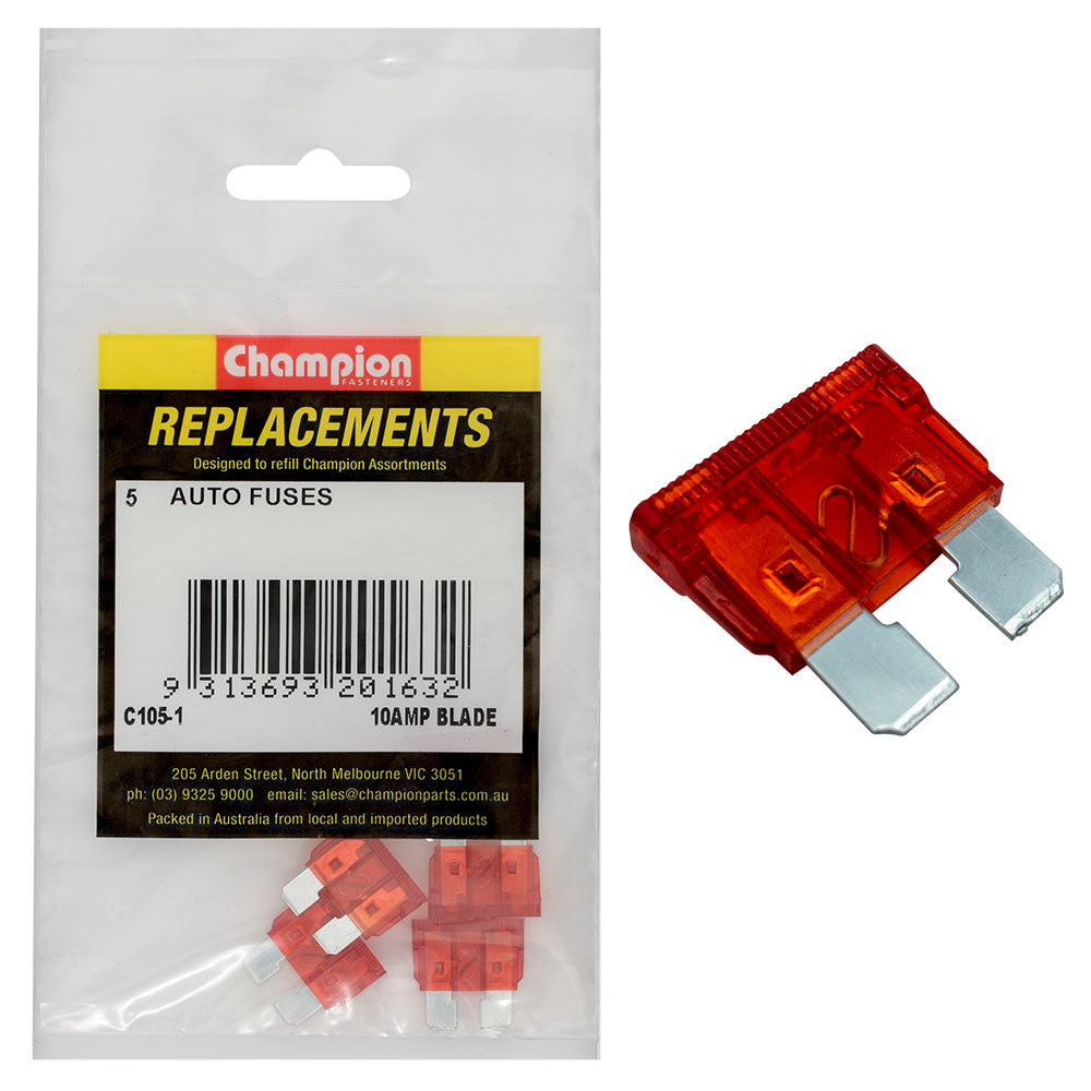 Champion Af 10Amp Standard Blade Fuse -5Pk