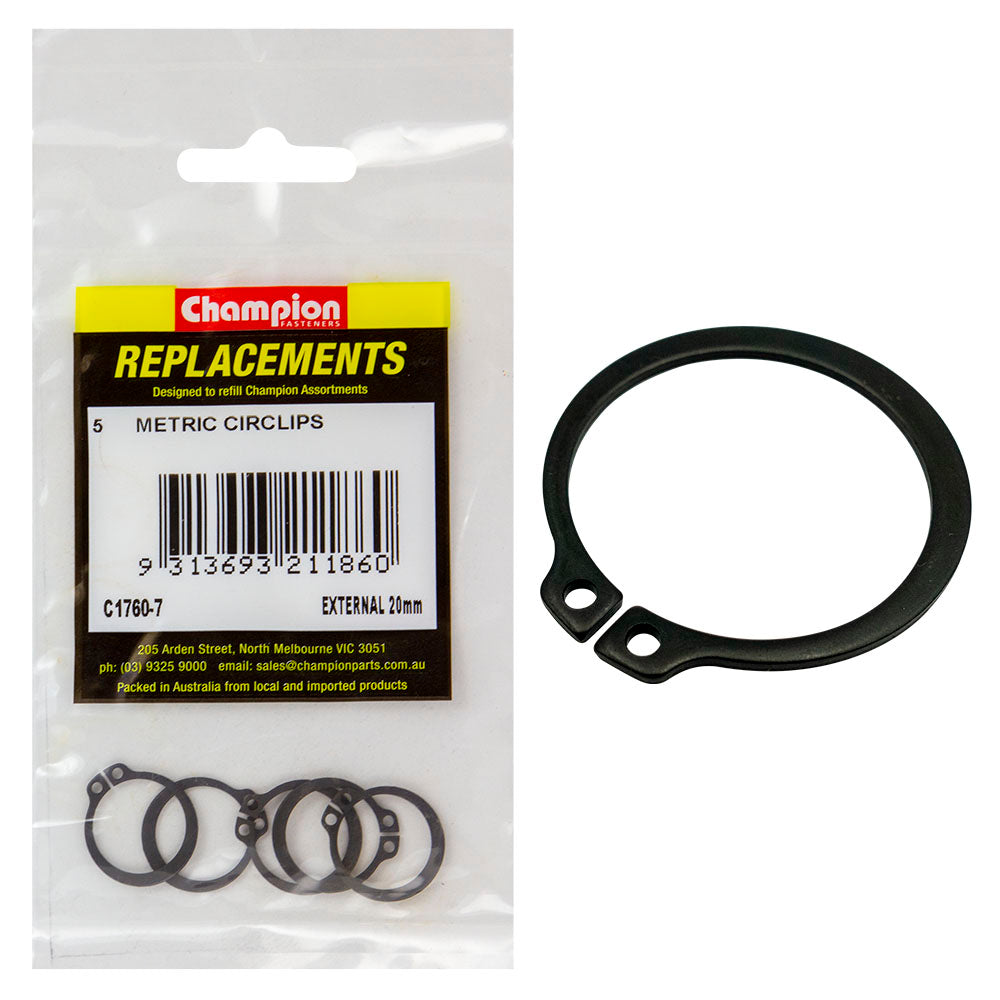 Champion 20Mm External Circlip -5Pk