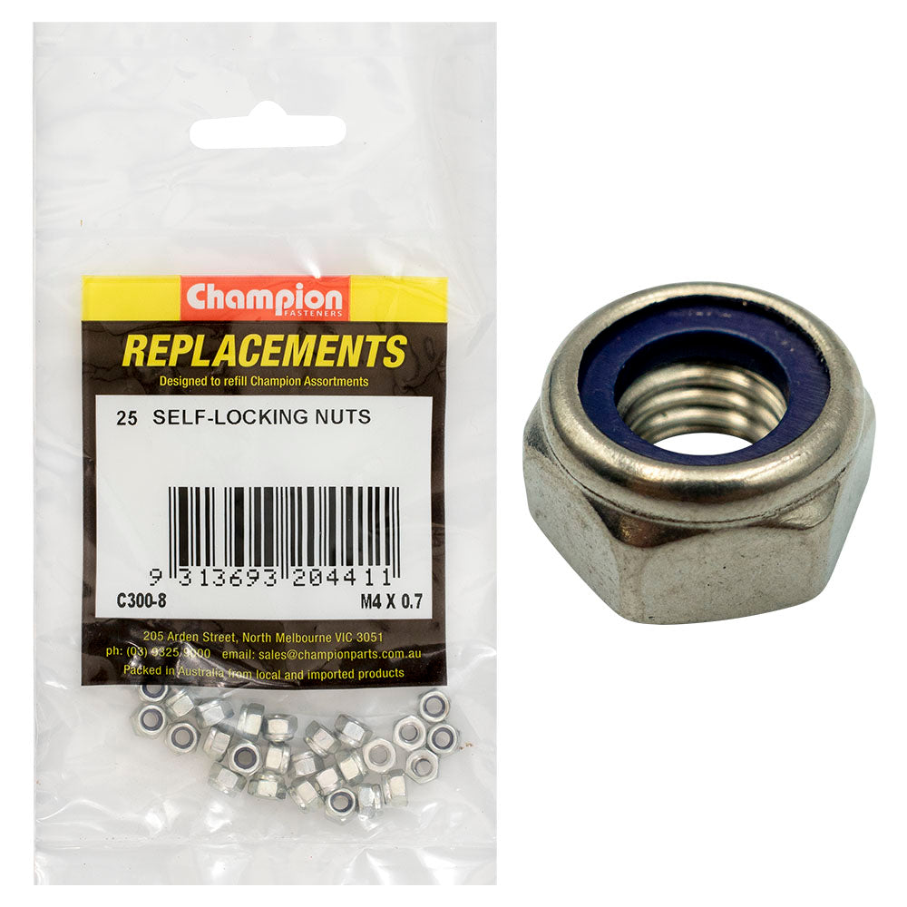 Champion M4 X 0.7 Nylon Insert Self-Locking Nut -25Pk