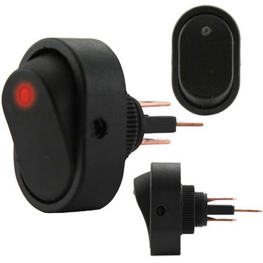 Rocker Switch On/Off Red Illumination (12Mm Mounting Hole)