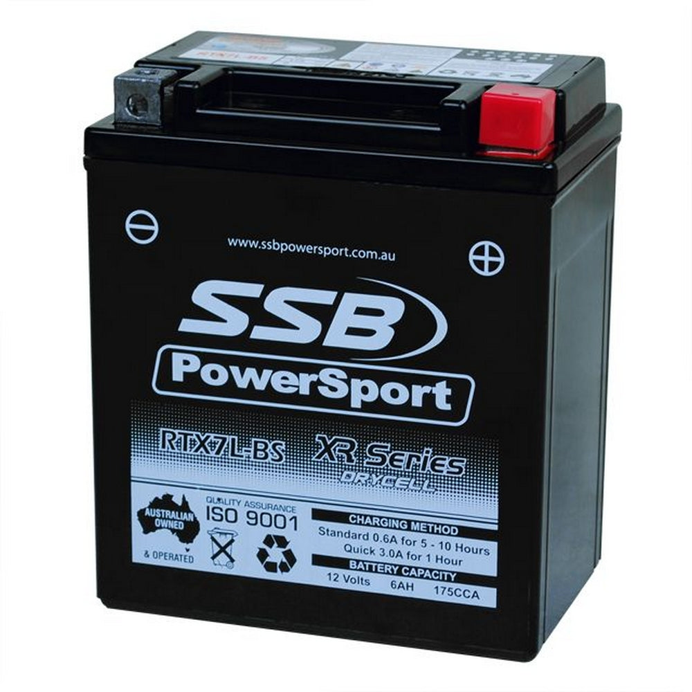 Motorcycle And Powersports Battery (Ytx7L-Bs) Agm 12V 6Ah 175Cca By Ssb High Performance