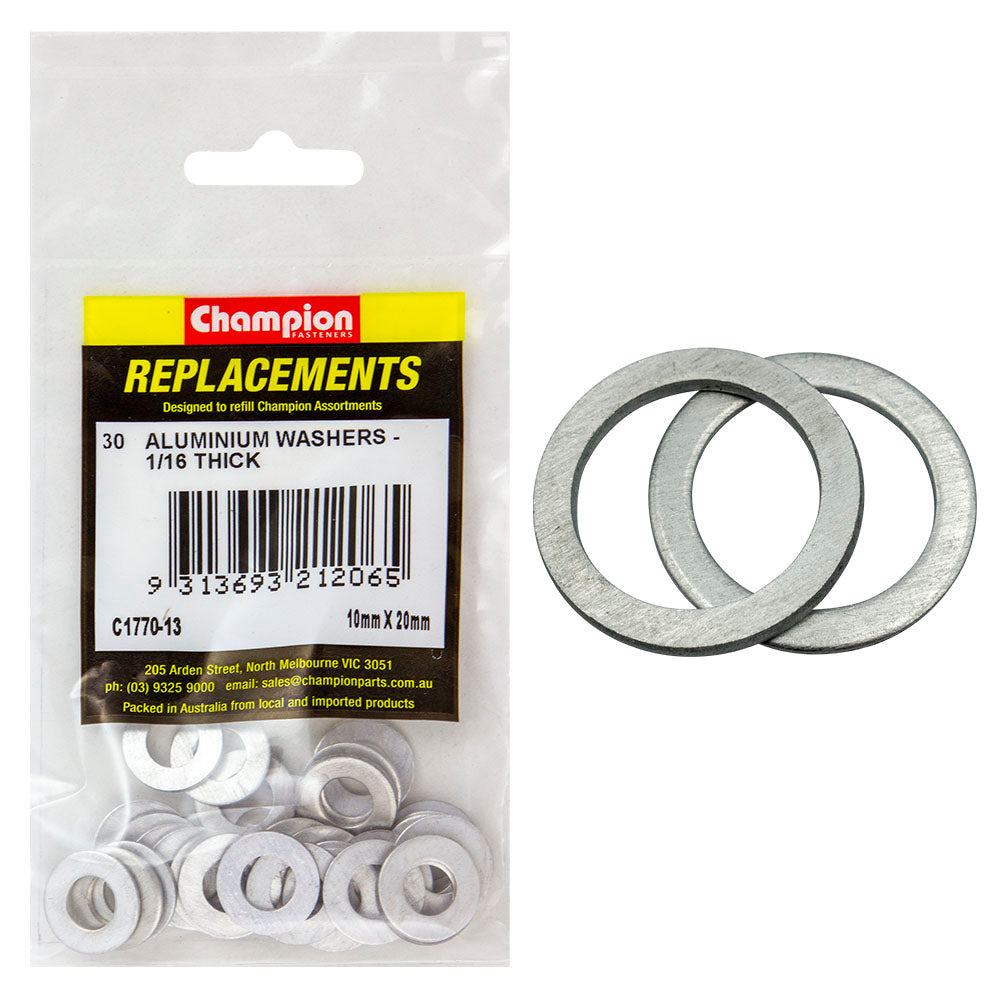 Champion M10 X 20Mm X 1.6Mm Aluminium Washer -30Pk