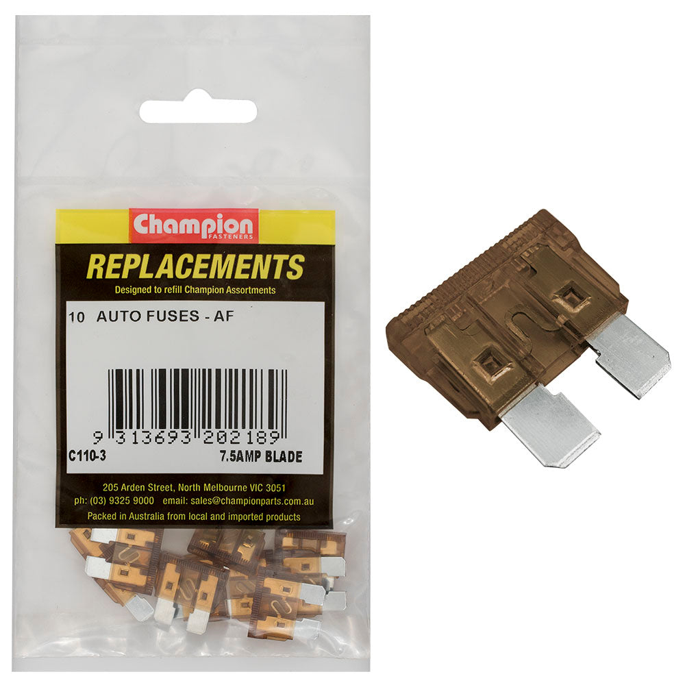 Champion Af 7.5Amp Standard Blade Fuse (Brown) -10Pk