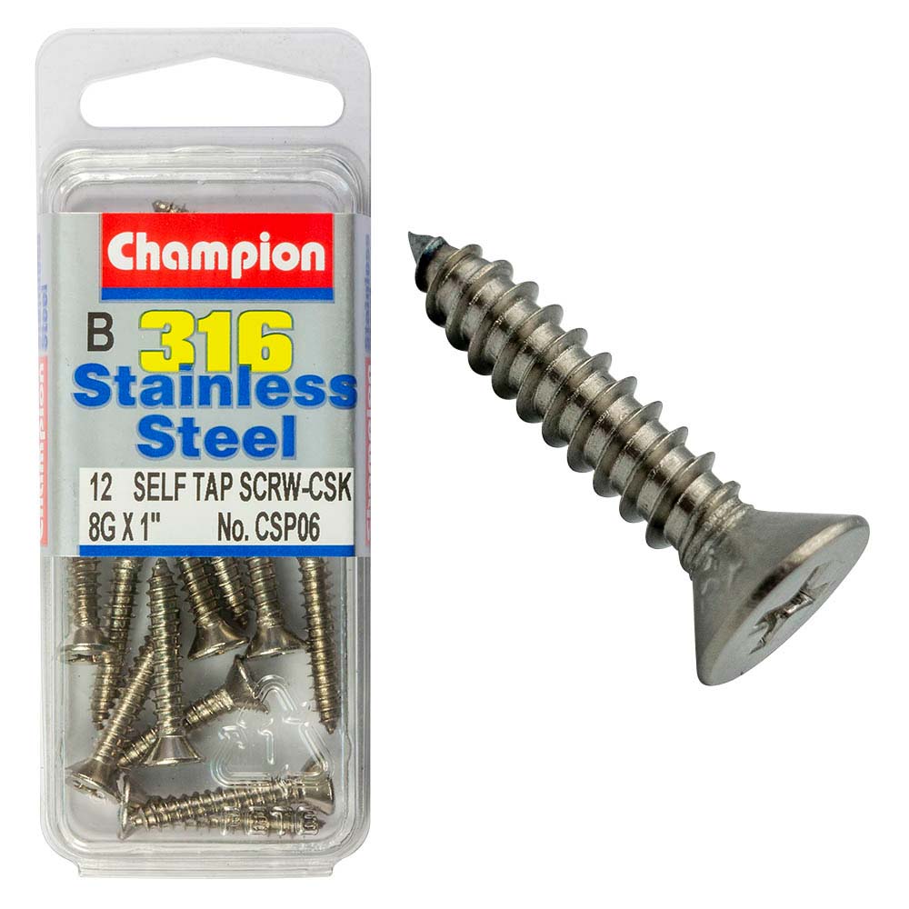 Champion 316/A4 S/Tap Set Screw - Csk 8G X 1In (B)