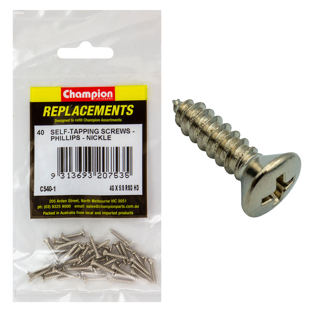 Champion 4G X 5/8In S/Tapping Screw Rsd Hd Phillips -40Pk