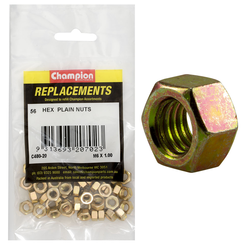 Champion M6 X 1.00 Hex Nut -56Pk