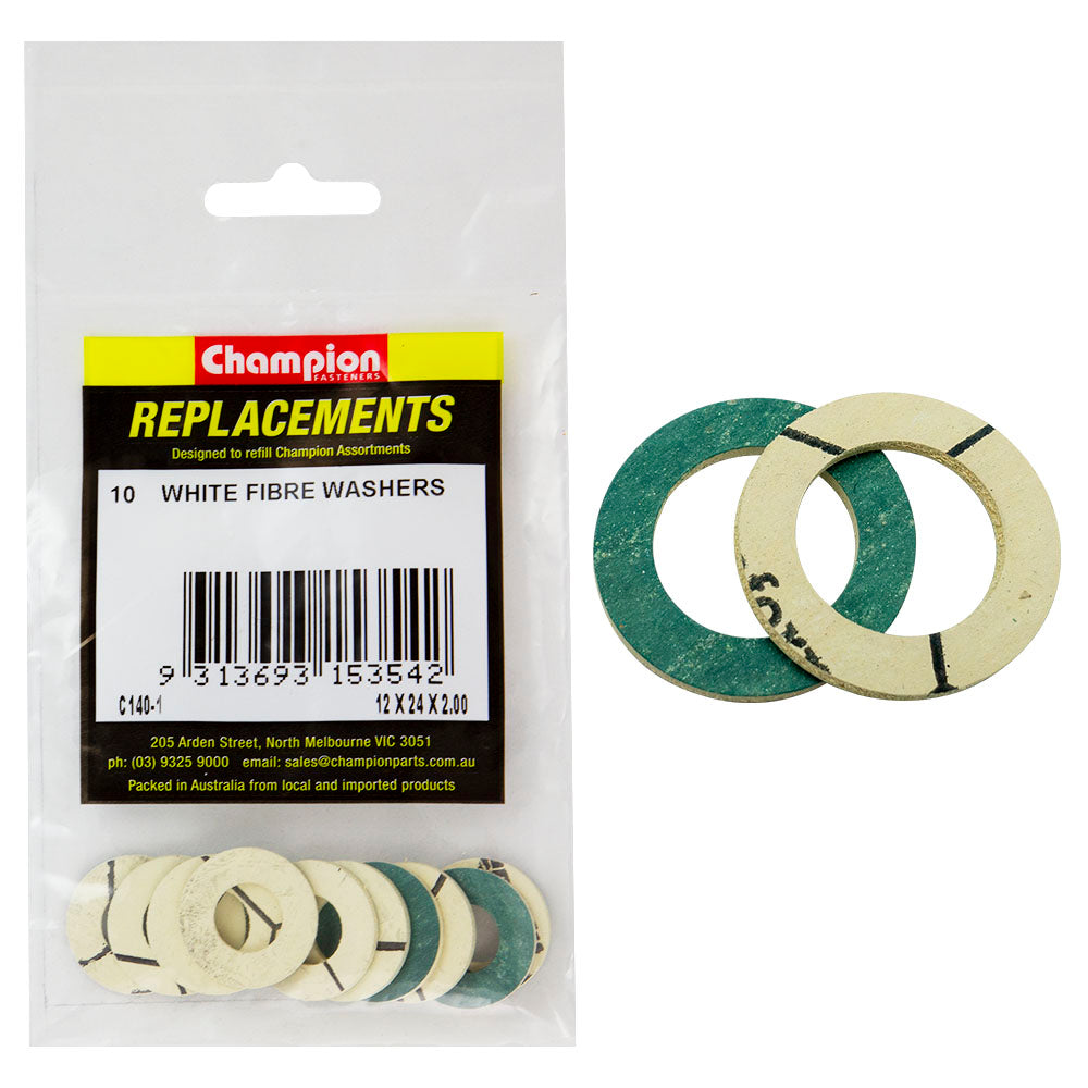 Champion M12 X 24 X2.0Mm White Fibre (Sump Plug) Washer-10Pk