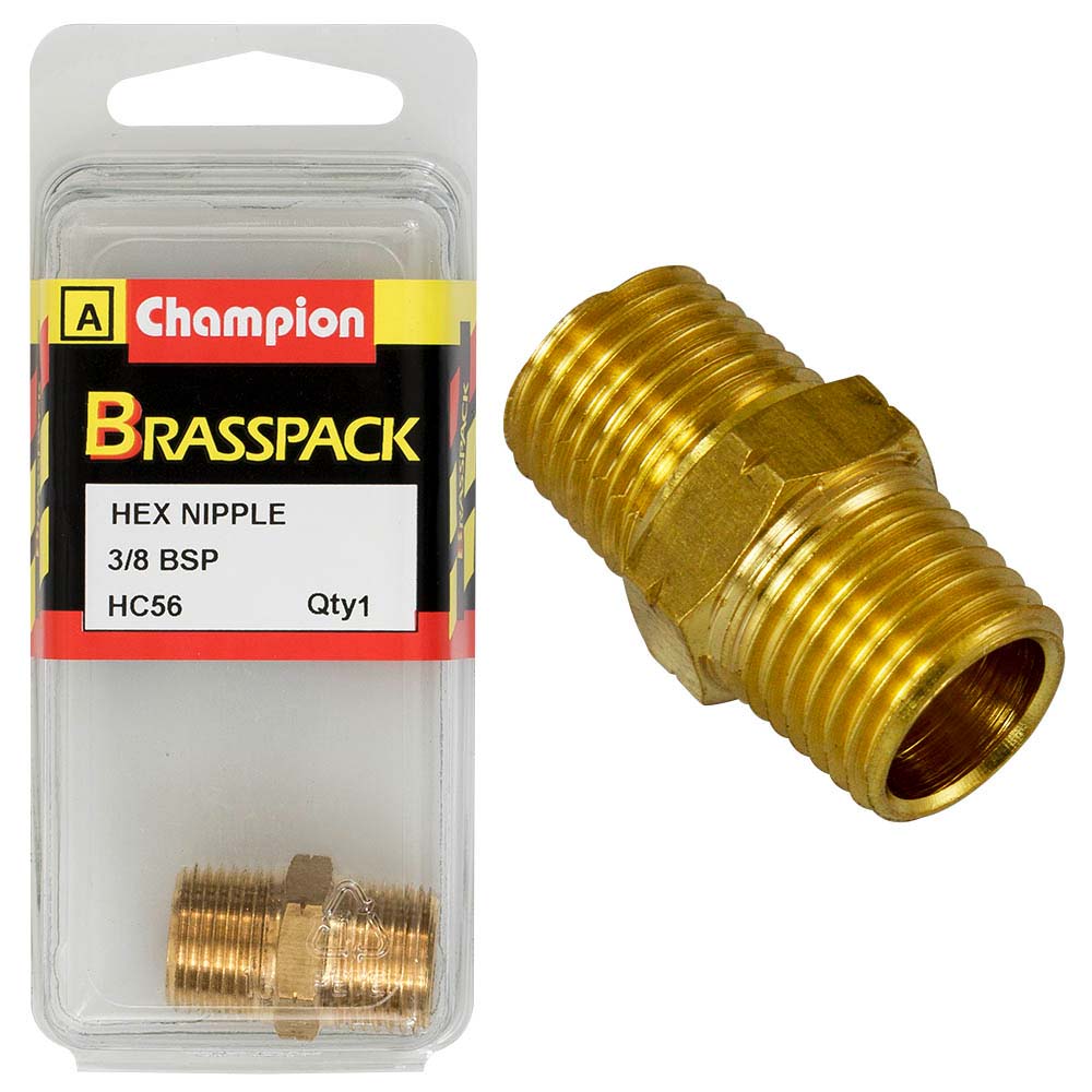 Champion Brass 3/8In Bsp Hex Nipple