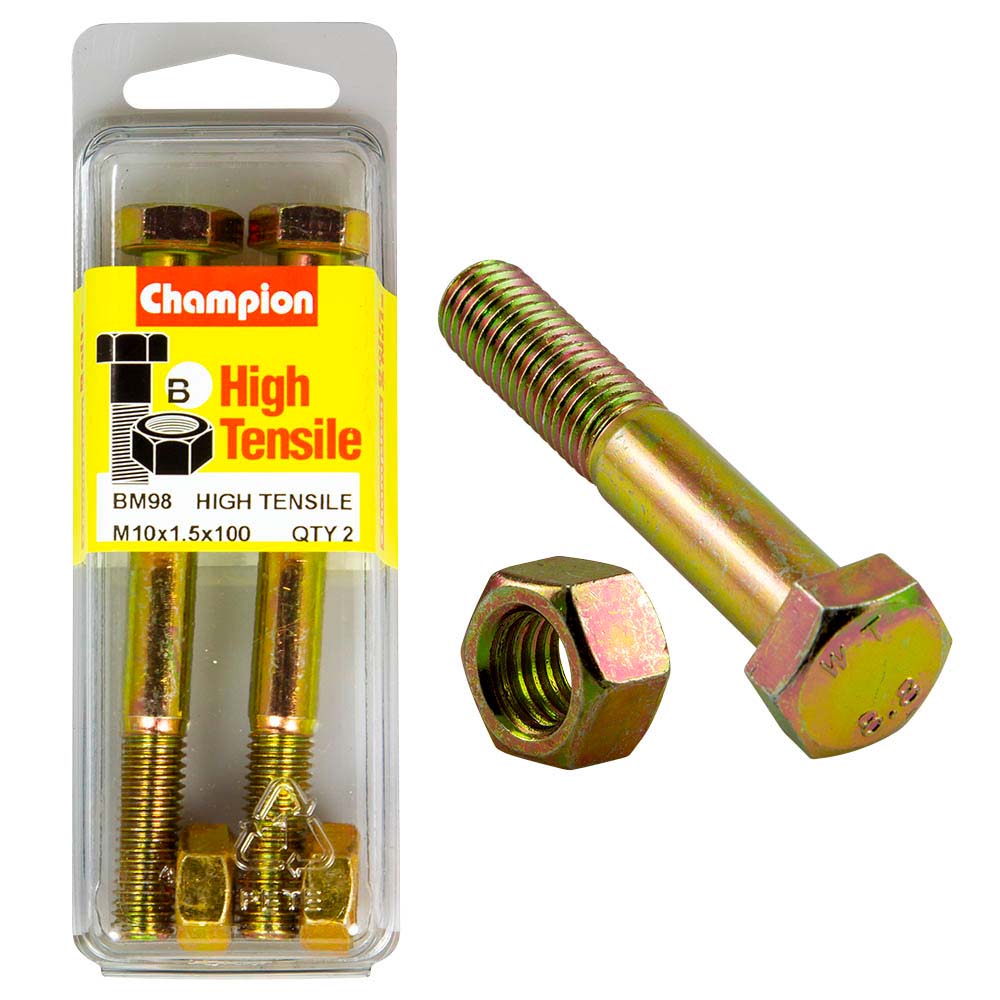 Champion M10 X 100 Bolt & Nut (B) - Gr8.8