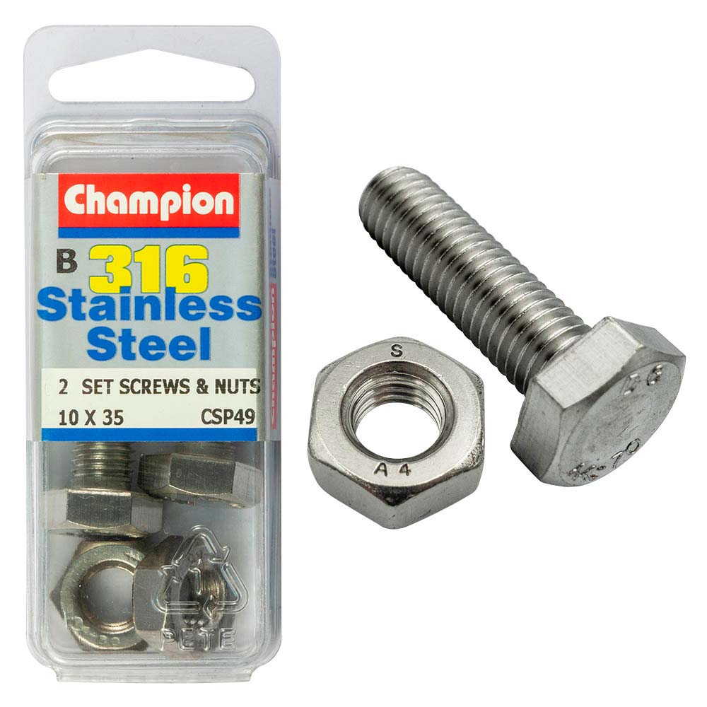 Champion 316/A4 Set Screw & Nut M10 X 35 (B)