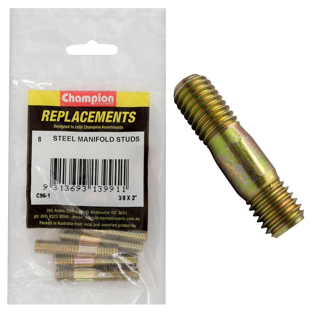 Champion M10 X 40Mm X 1.50Mm Steel Manifold Stud - 25Pk