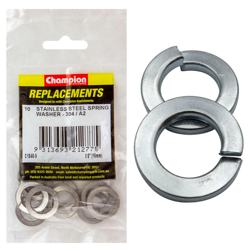 Champion 5/8In (M16) Stainless Spring Washer 304/A2 -10Pk