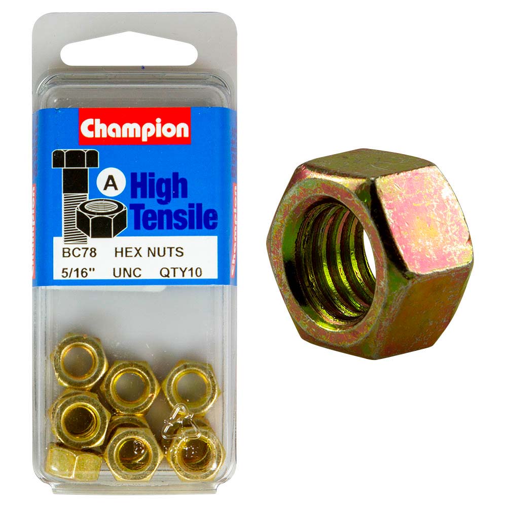 Champion 5/16In Unc Hex Nut (A) - Gr5