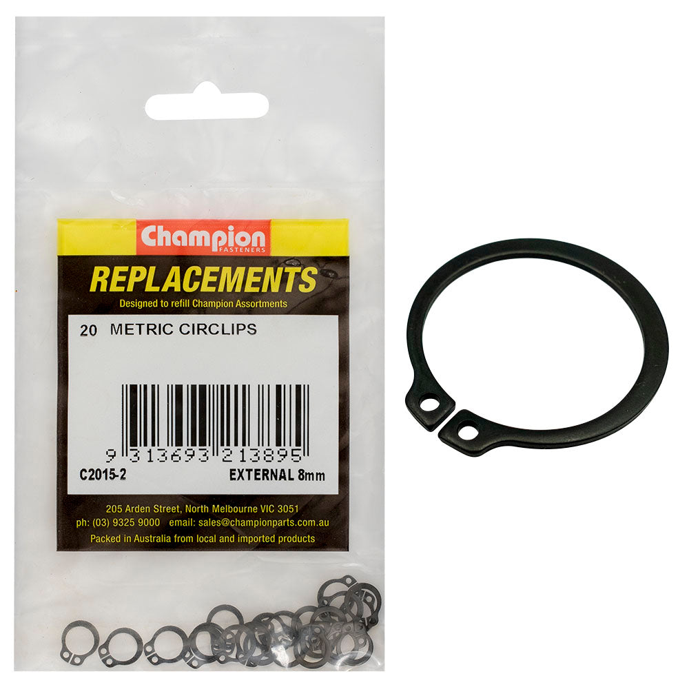 Champion 8Mm External Circlip -20Pk