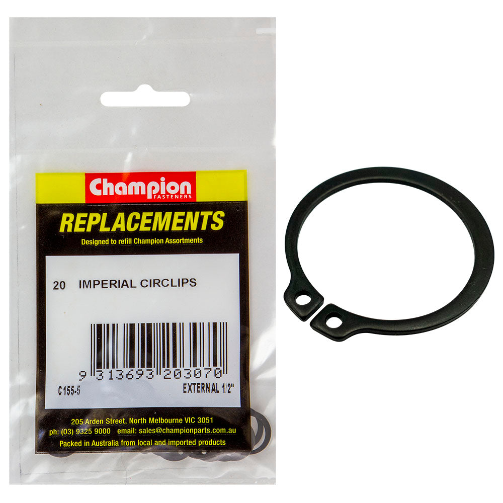 Champion 1/2In External Circlip -20Pk