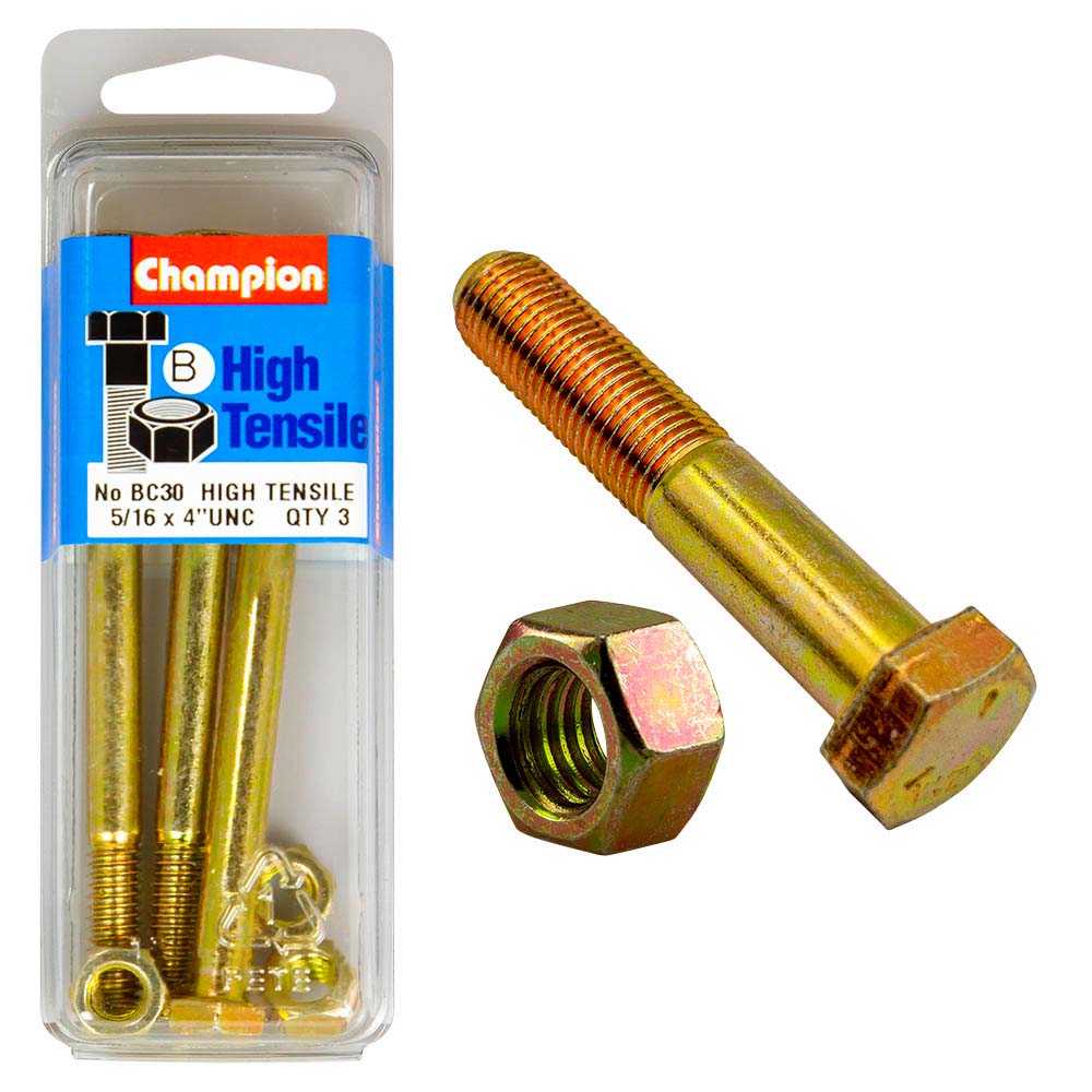 Champion 4In X 5/16In Bolt And Nut (B) - Gr5
