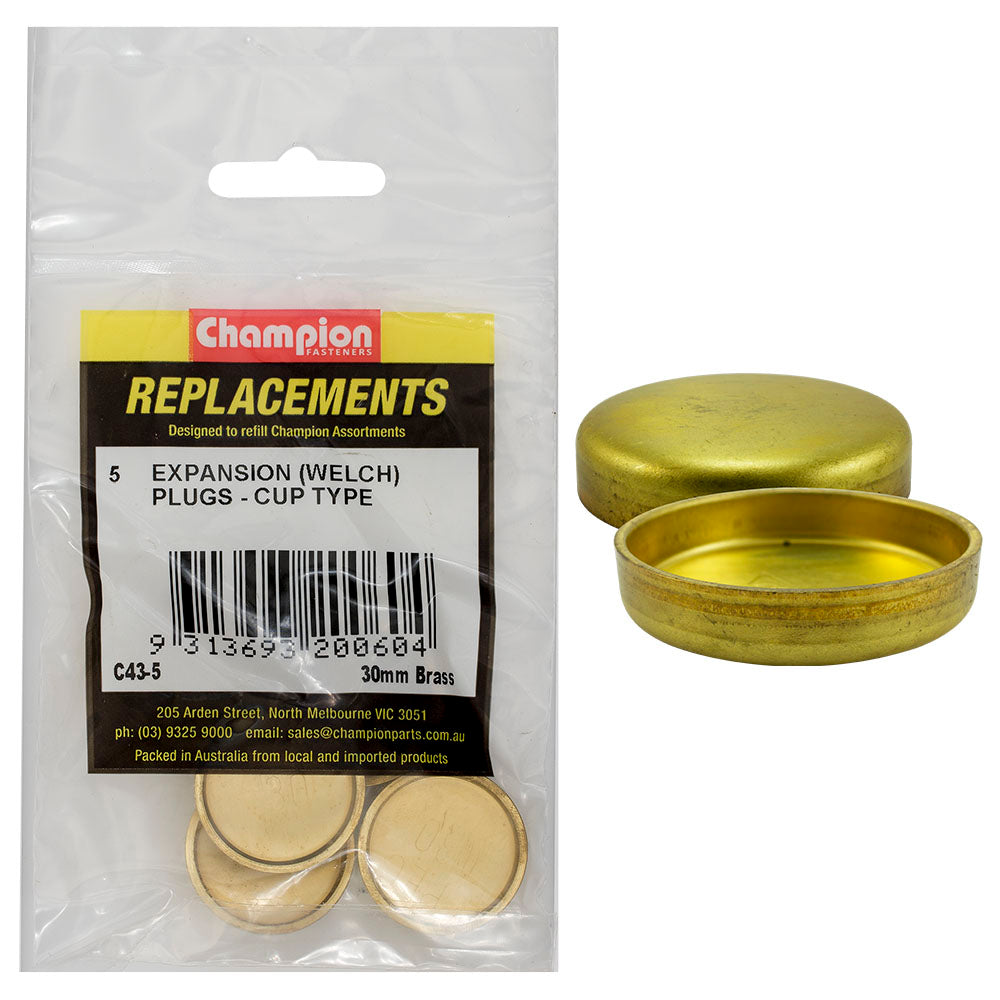 Champion 30Mm Brass Expansion (Frost) Plug -Cup Type -5Pk