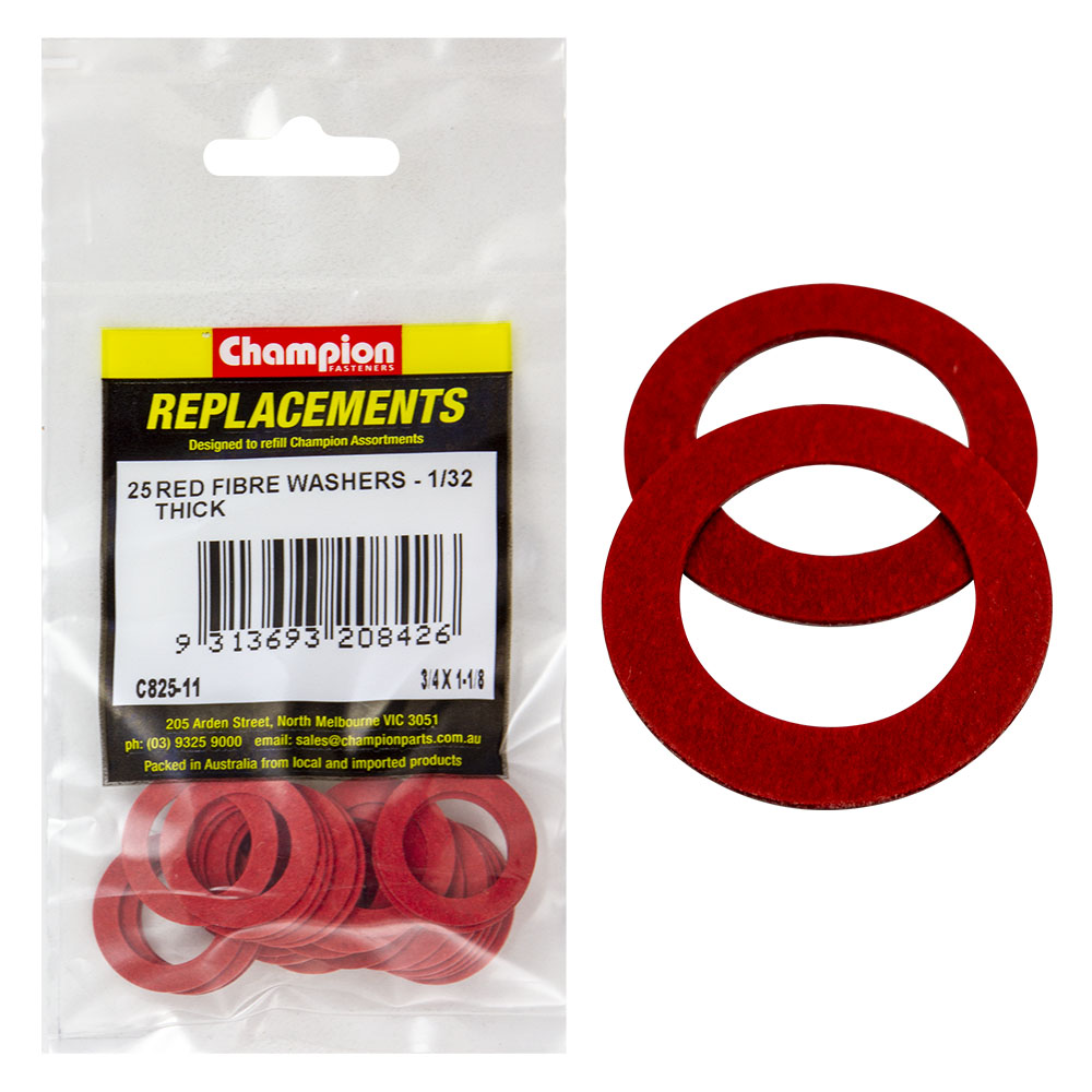 Champion 3/4In X 1-1/8In X 1/32In Red Fibre Washer -25Pk