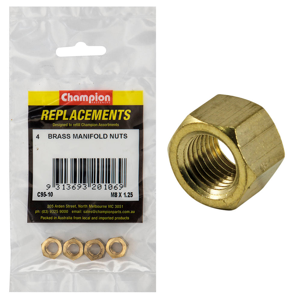 Champion M8 X 1.25Mm Brass Manifold Nut -4Pk