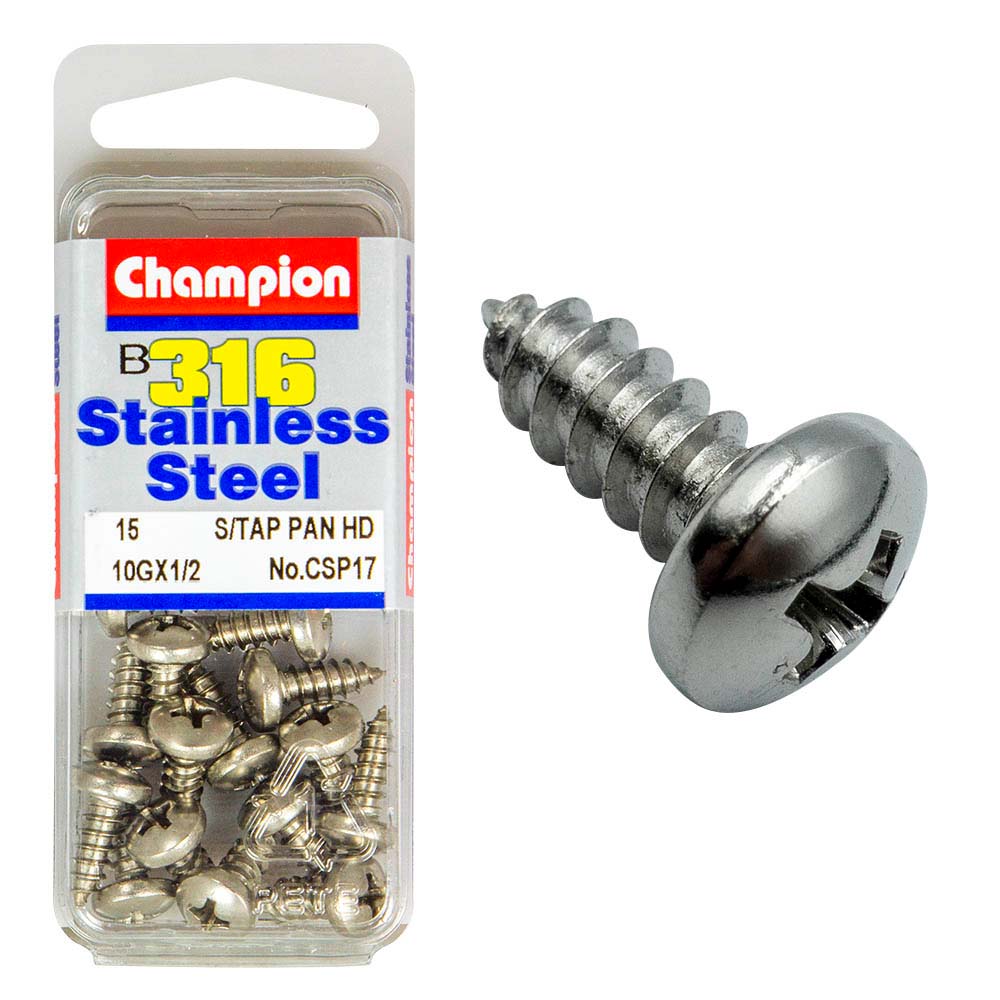 Champion 316/A4 S/Tap Set Screw - Pan 10G X 1/2In (B)