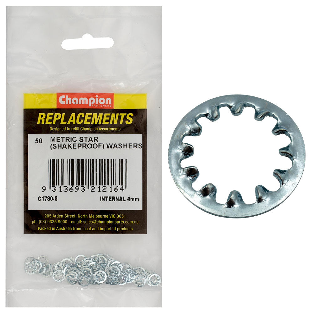 Champion 4Mm Internal Star Washer -50Pk