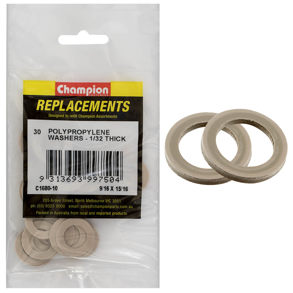 Champion 9/16In X 15/16In X 1/32In Polypropylene Washer-30Pk