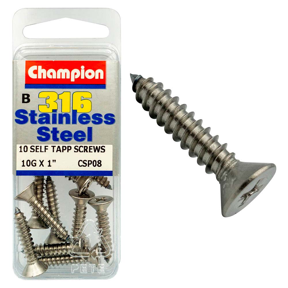 Champion 316/A4 S/Tap Set Screw - Csk 10G X 1In (B)